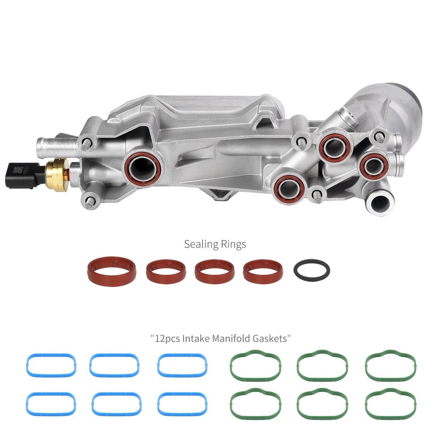 ya 5 8.7 926-959 Aluminum Engine Oil Cooler w/ Adapter Gaskets Kit for Dodge 2017-2018
