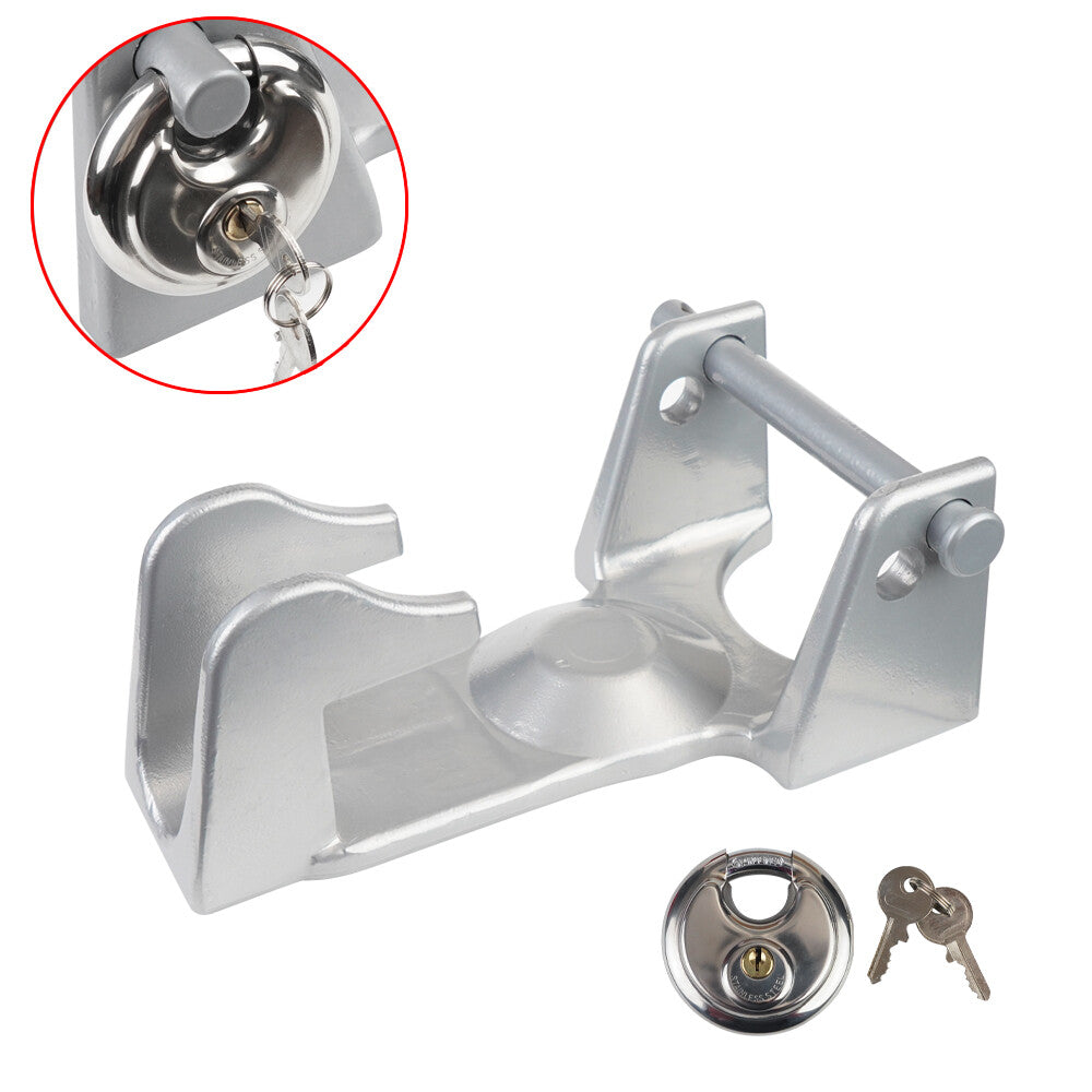 ya 5 8.7 TL-50 Gooseneck Hitch Lock W/Key Padlock for RVs Livestock Hauler Trailer Silver