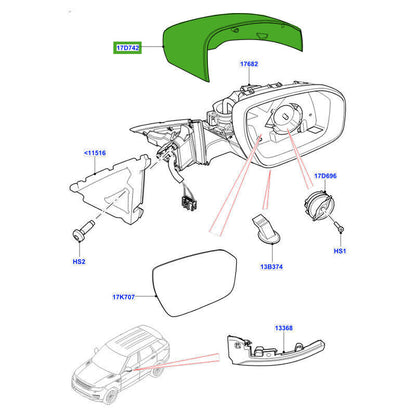 ya 1 8.12 baidi Left exterior mirror protective cover suitable for Range Rover 2013-19/Sprot 14-19
