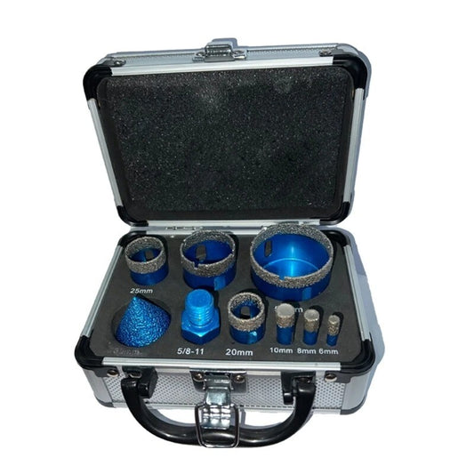 ya 25 9Pcs Threaded Dry Diamond Vacuum Brazed Drill Bit Set Ceramic Tile Hole