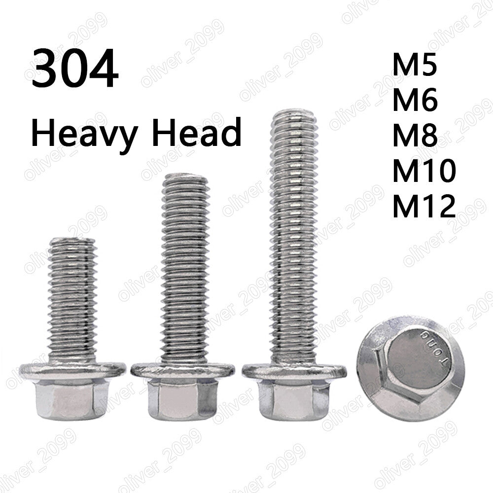 304 Stainless Steel Hexagon Flange Bolts Heavy Series M5 M6 M8 M10 M12