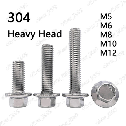 304 Stainless Steel Hexagon Flange Bolts Heavy Series M5 M6 M8 M10 M12