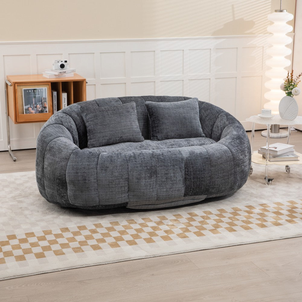 ya 28 Chenille Bean Bag Sofa Gray - High Back,Indoor/Outdoor for Adults & Kids