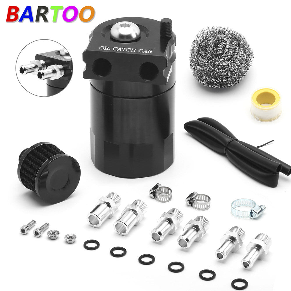 ya 27 6.21 Oil Catch Can Tank Baffled Reservoir with Drain Valve Breather Filter Black