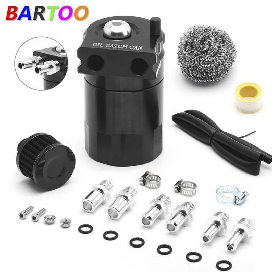 ya 27 6.21 Oil Catch Can Tank Baffled Reservoir with Drain Valve Breather Filter Black