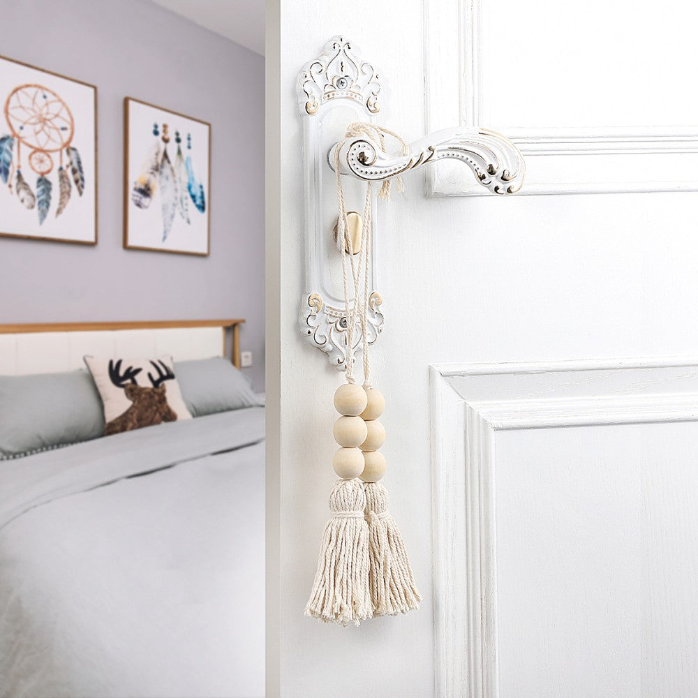 ya 25 4 Pcs Beads for Doorways Farmhouse Wood tural Hanging Pendants Tassel