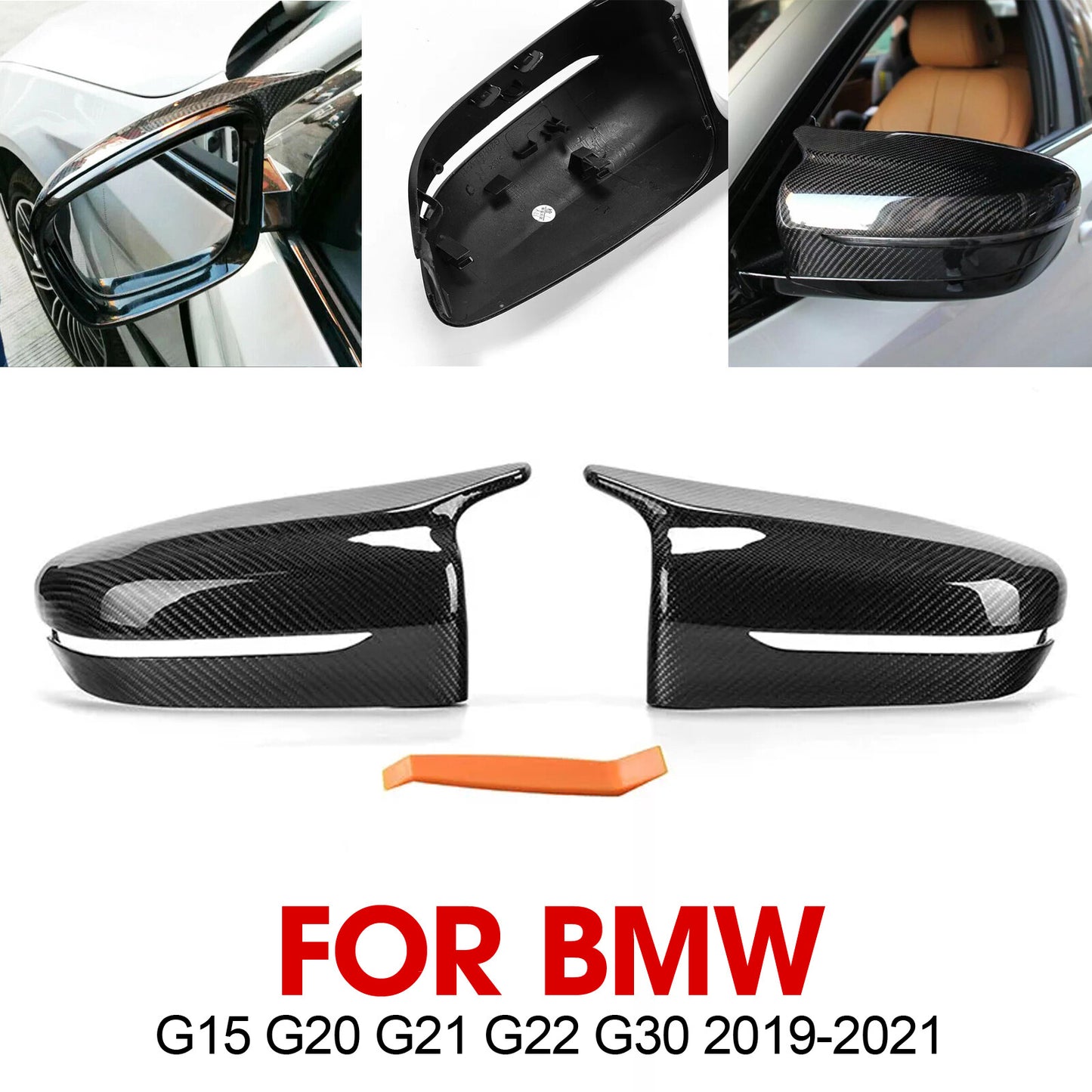 ya 1 8.5.3 2X fit 19-21 for G15 G20 G21 G22 G30 Real Carbon Fiber Side Mirror Cover Cap AP