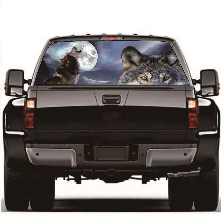 ya 1 7.8 Wolf&Moon SUV Rear Window Sticker Perforated Window Graphic Sticker 135x36cm