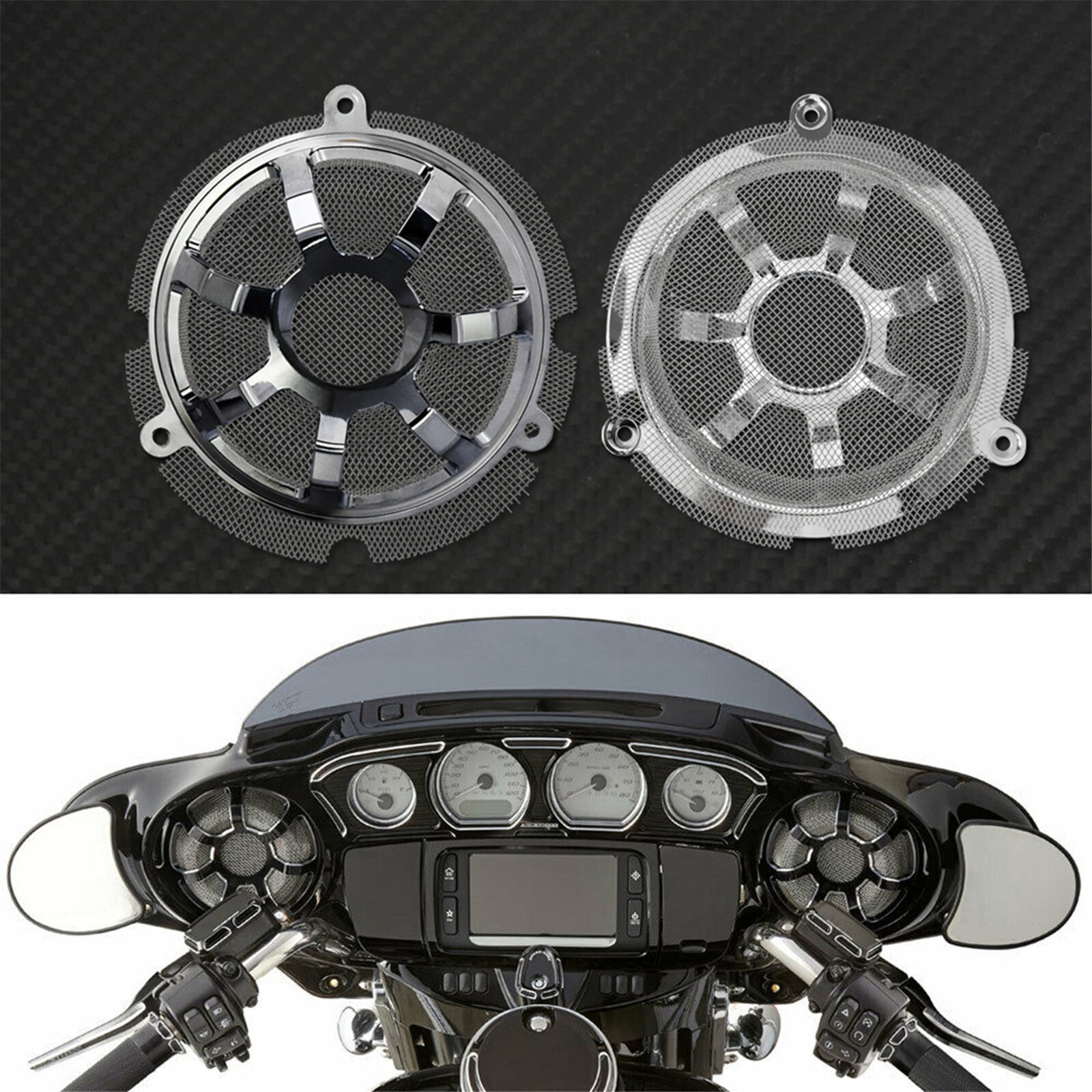 ya 7 6.11 Chrome Contrast Front Speaker Grill Masks Cover Fit for Harley Touring CVO 14-19