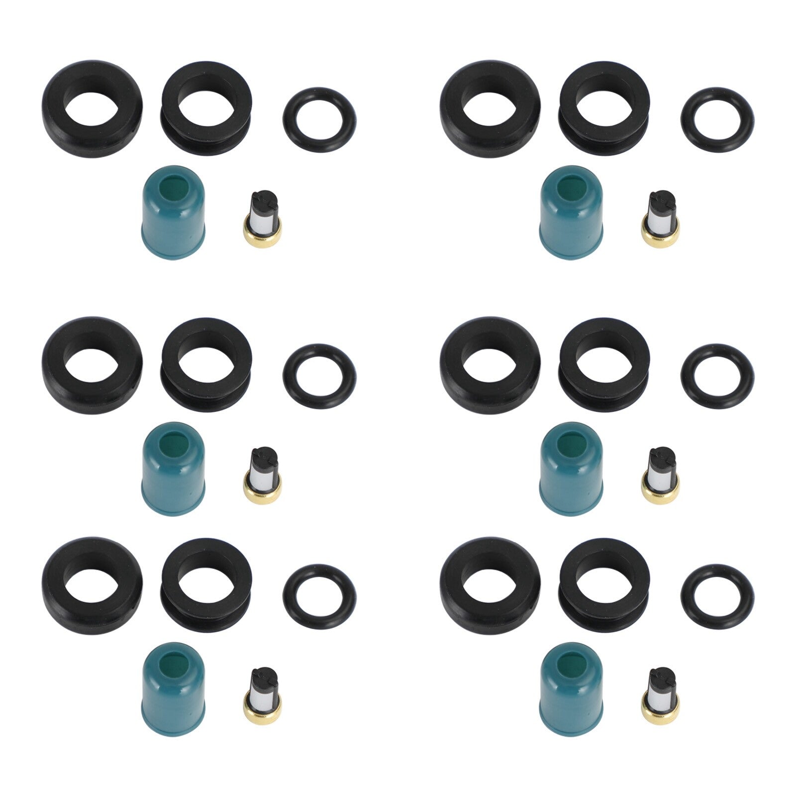 ya 1 8.5.4 6PCS Fuel Injectors Repair Seal Rebuild Kit for 3VZE 1988-1995 3.0L