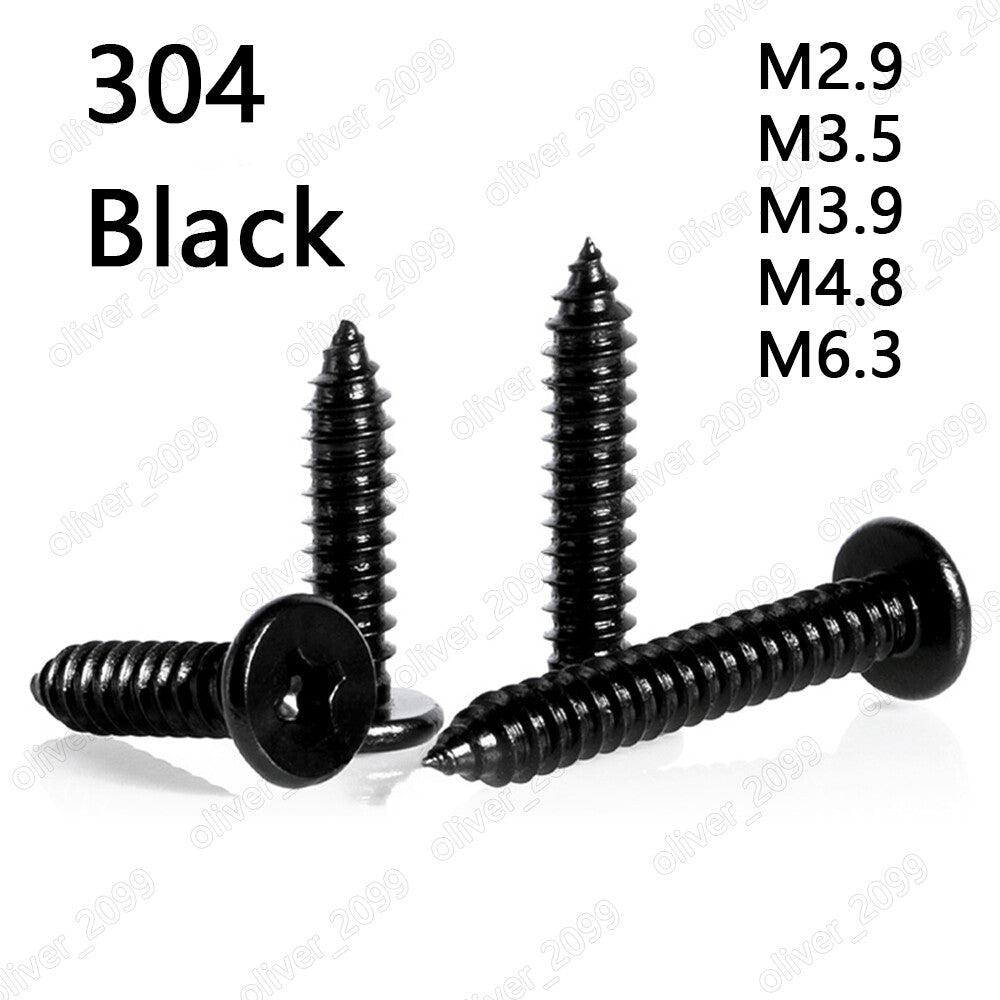 Black 304 Stainless Steel Phillips Utrathin Flat Head Self Tapping Screws M2.9