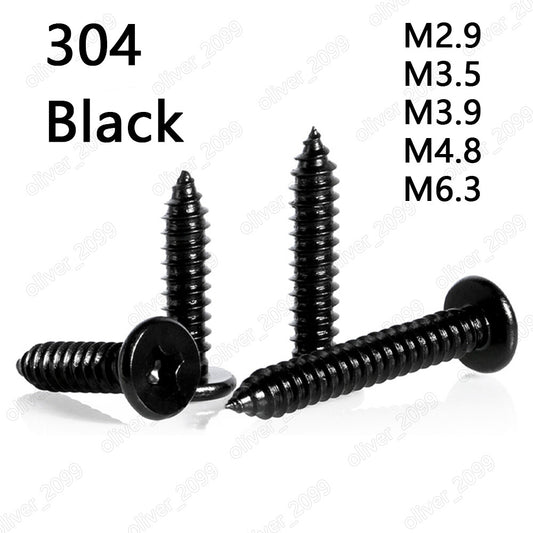 Black 304 Stainless Steel Phillips Utrathin Flat Head Self Tapping Screws M2.9