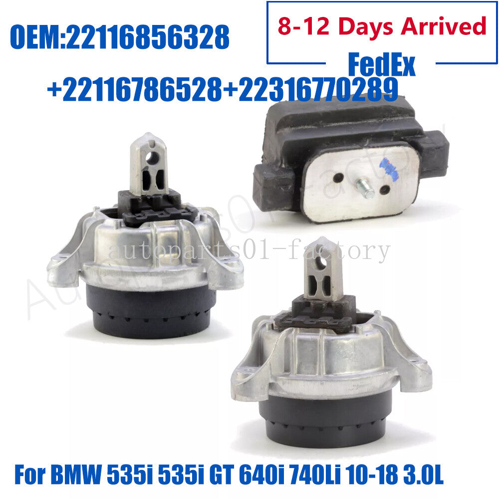ya 5 6.16.2 3PCS Motor & Trans Mount Set for BMW 535i 535i GT 640i 740Li 2010-2018 3.0L