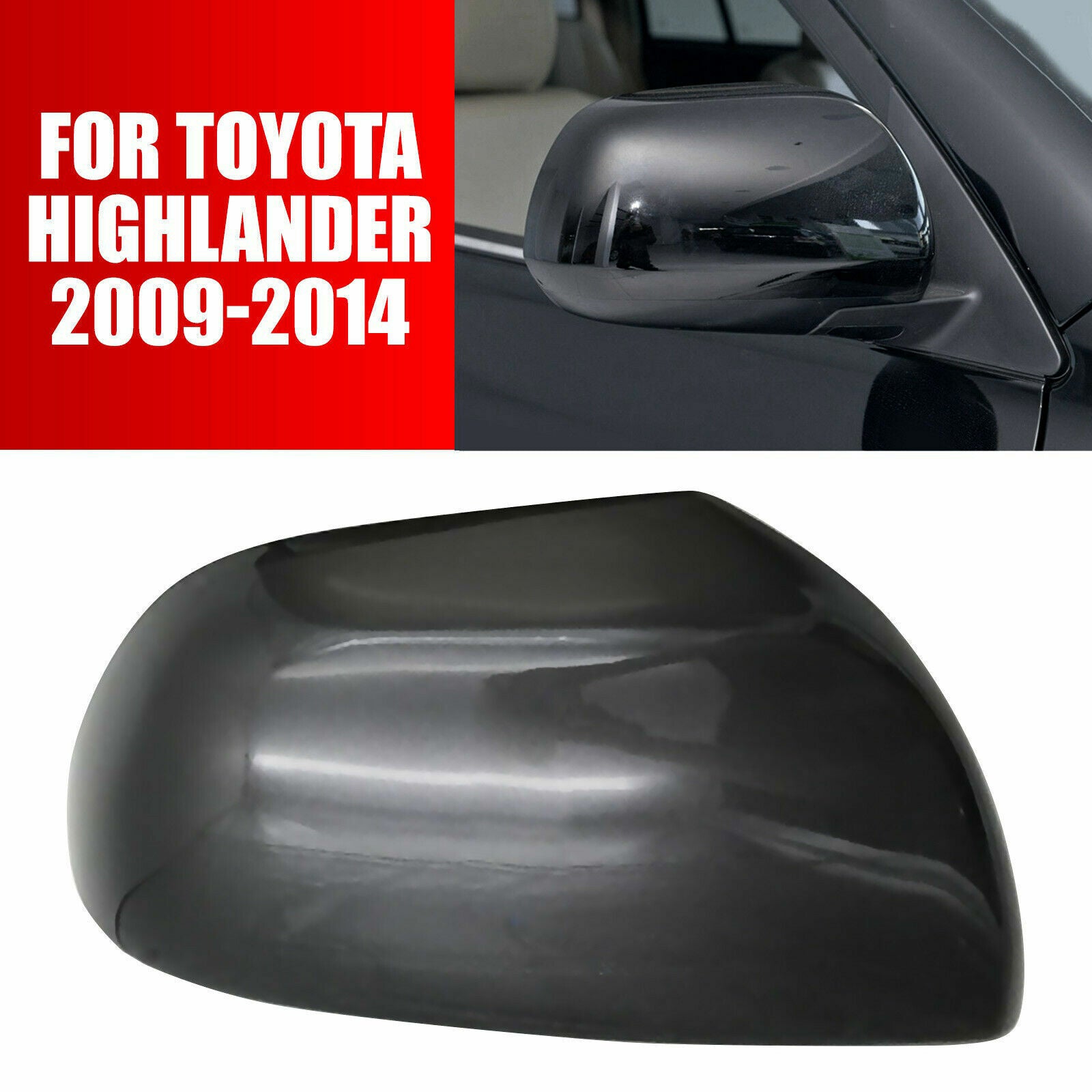 ya 1 8.5.3 Fit for Highlander 2008-2013 Right Side Rearview Mirror Cover Cap Grey AT