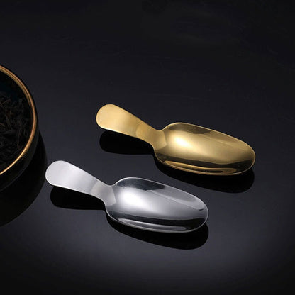 ya 26  4 Pcs Tea Scoop for Loose Dessert Short Handle Spoon Stainless Steel