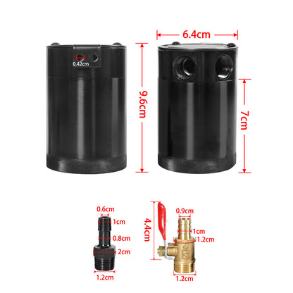 ya 1 8.12 baidi Black Oil Catch Can Kit 2 Port 300ml Tank Confused Reservoir with Oil Drain Valve 