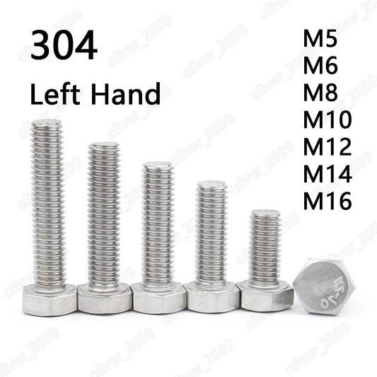 304 Stainless Steel Hexagon Head Screws Bolts Left Hand Thread M5 M6 M8 M10-M16