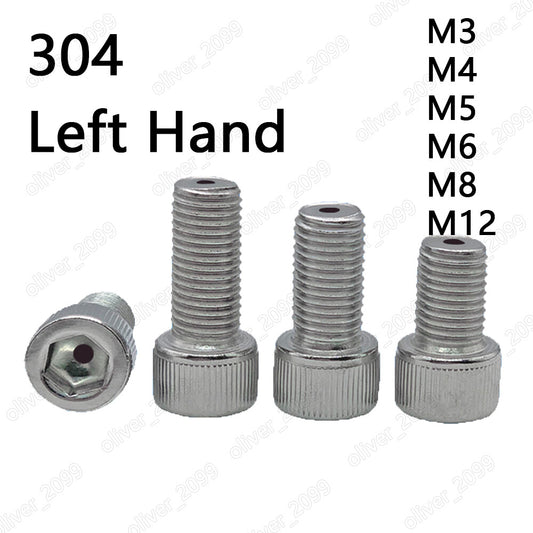 Left Hand Thread 304 Stainless Steel Hex Socket Head Cap Hollow Screws M3 M4-M12