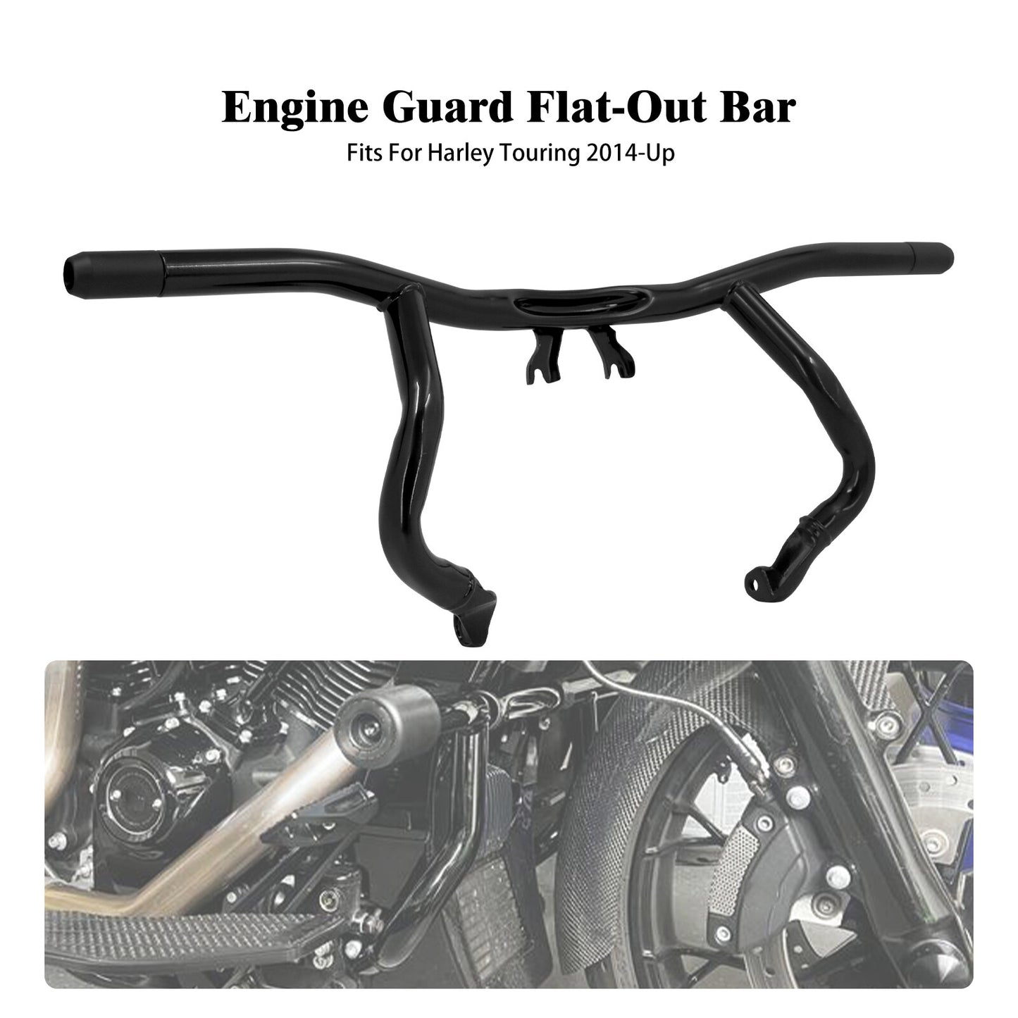 ya 5 8.7 Flat-out Front Engine Guard Crash Bar for Harley Touring Road Street Gilde 14-25