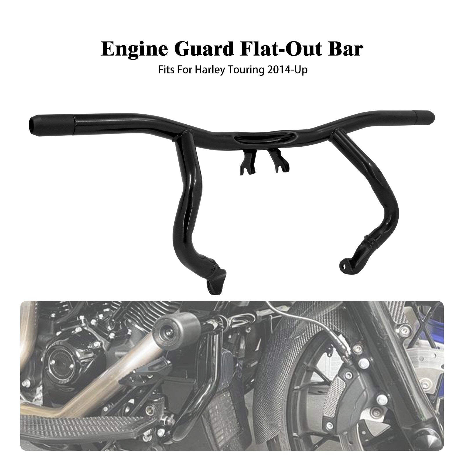 ya 5 8.7 Flat-out Front Engine Guard Crash Bar for Harley Touring Road Street Gilde 14-25