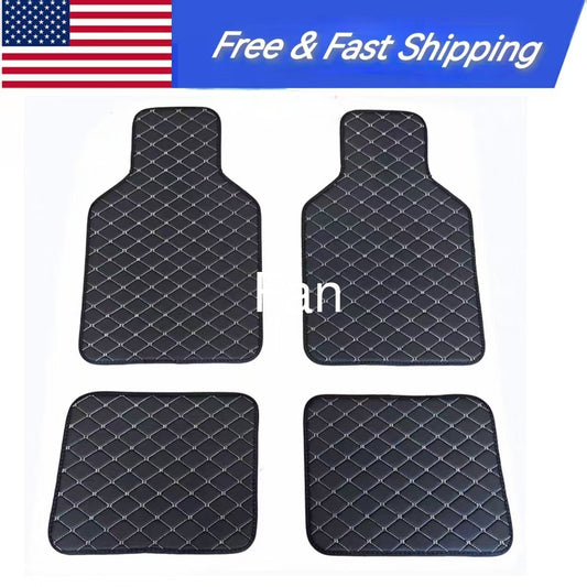 ya 7 6.10.3 4Pcs PU Leather Car Floor Mats Front Rear Liner Weather Set Car Accessories