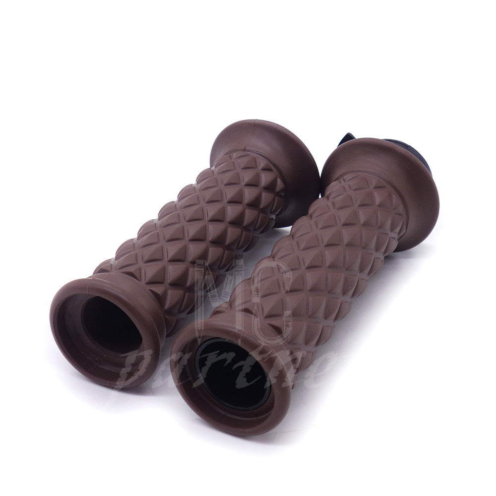 ya 5 8.7 7/8 Brown Motorcycle Hand Grip Throttle Handlebar Open Bar End Chopper Bobber