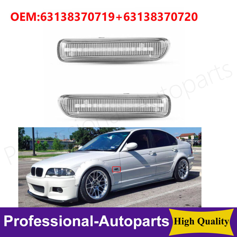 ya 4 6.17.2 1Pair Front Left+RightSide Marker Indicator Light for BMW 3 Series E46 325i 330i