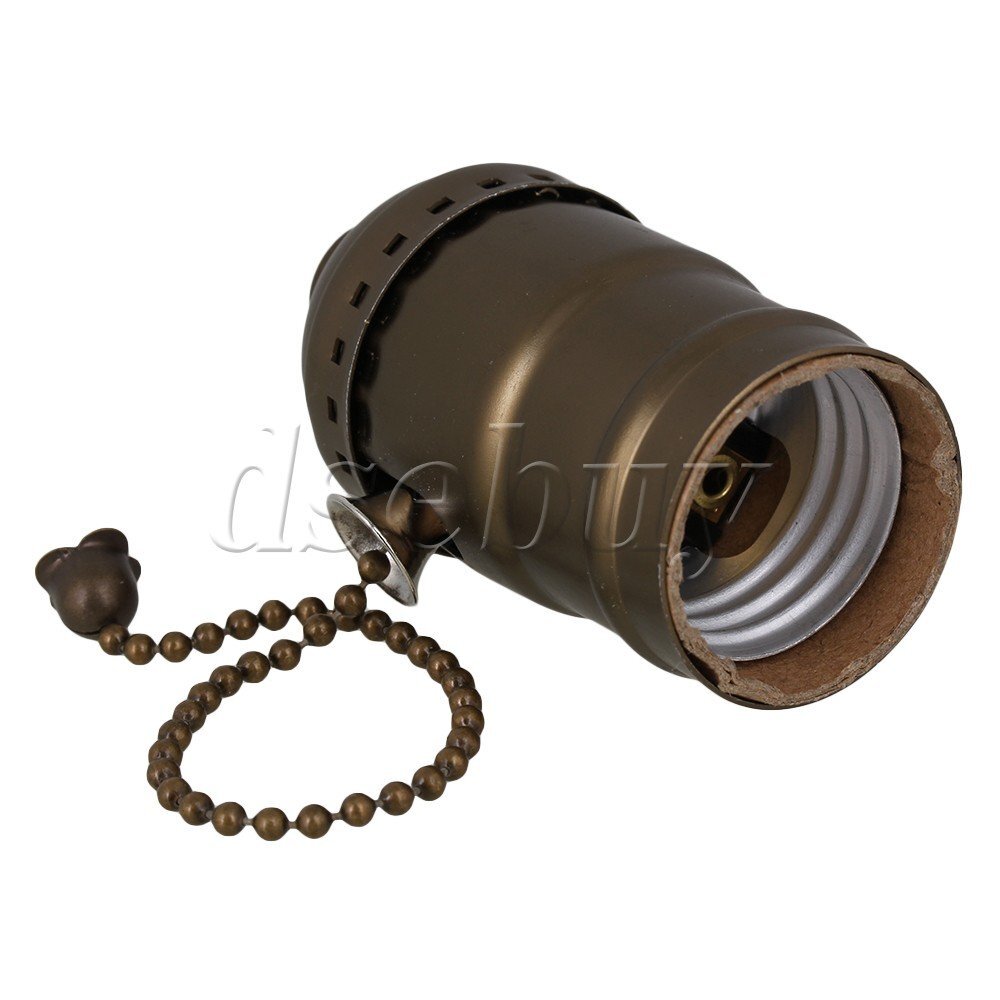 ya 14 AC110-2 Vintage Aluminum Chain Lamp Holder Suitable for E27 Bulb Bronze