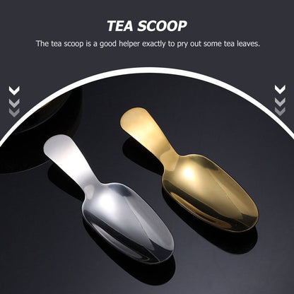 ya 26  4 Pcs Tea Scoop for Loose Dessert Short Handle Spoon Stainless Steel