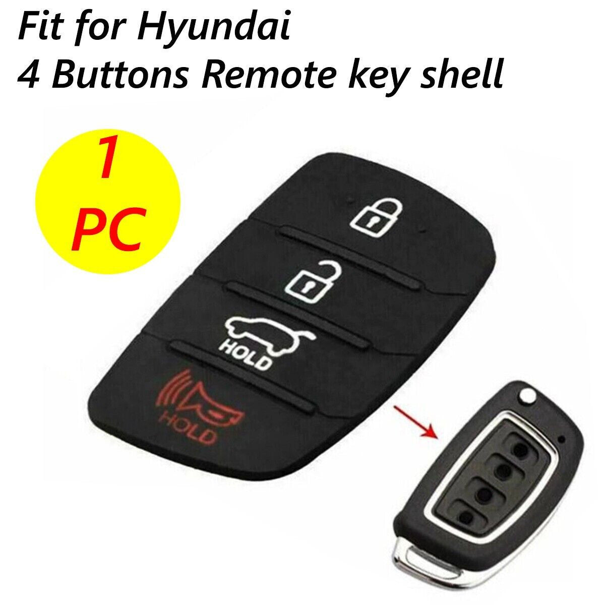 ya 10 5.28 4 Button Car Key Fob Case Rubber Pad for Hyundai Sonata 2015 2016 2017 2018 2019