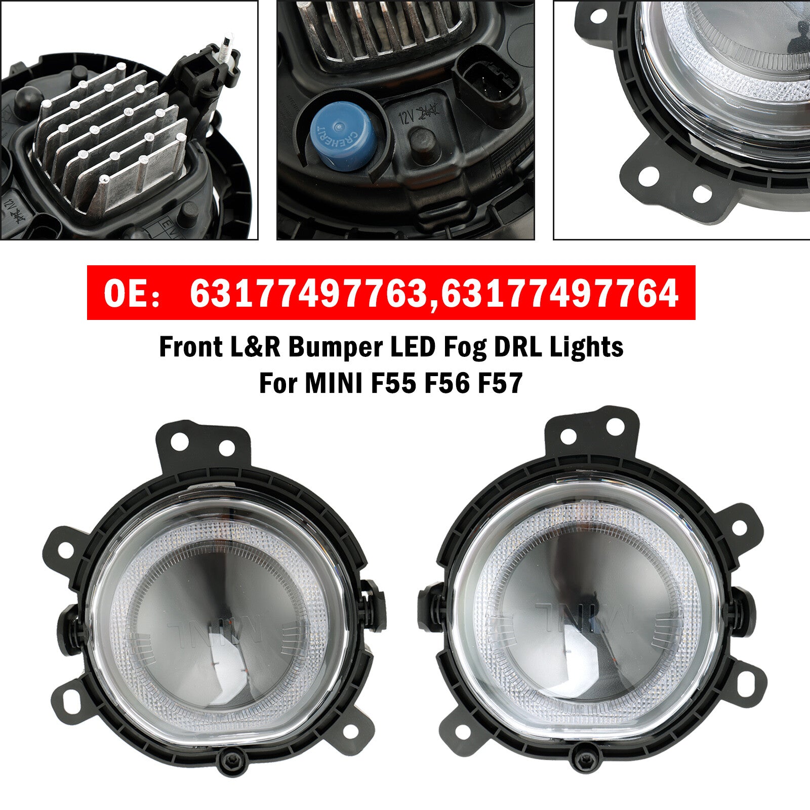ya 1 8.12 baidi LED Front Bumper Left & Right Fog Light Lamp for Mini F55 F56 F54 F57