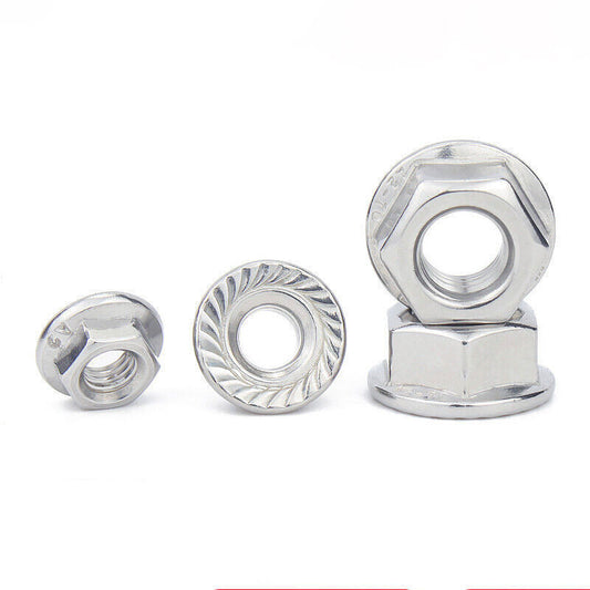 Stainless Steel Reverse Thread Flange Nut, M5-M10 (A2) - Hexagonal, Rotates Left