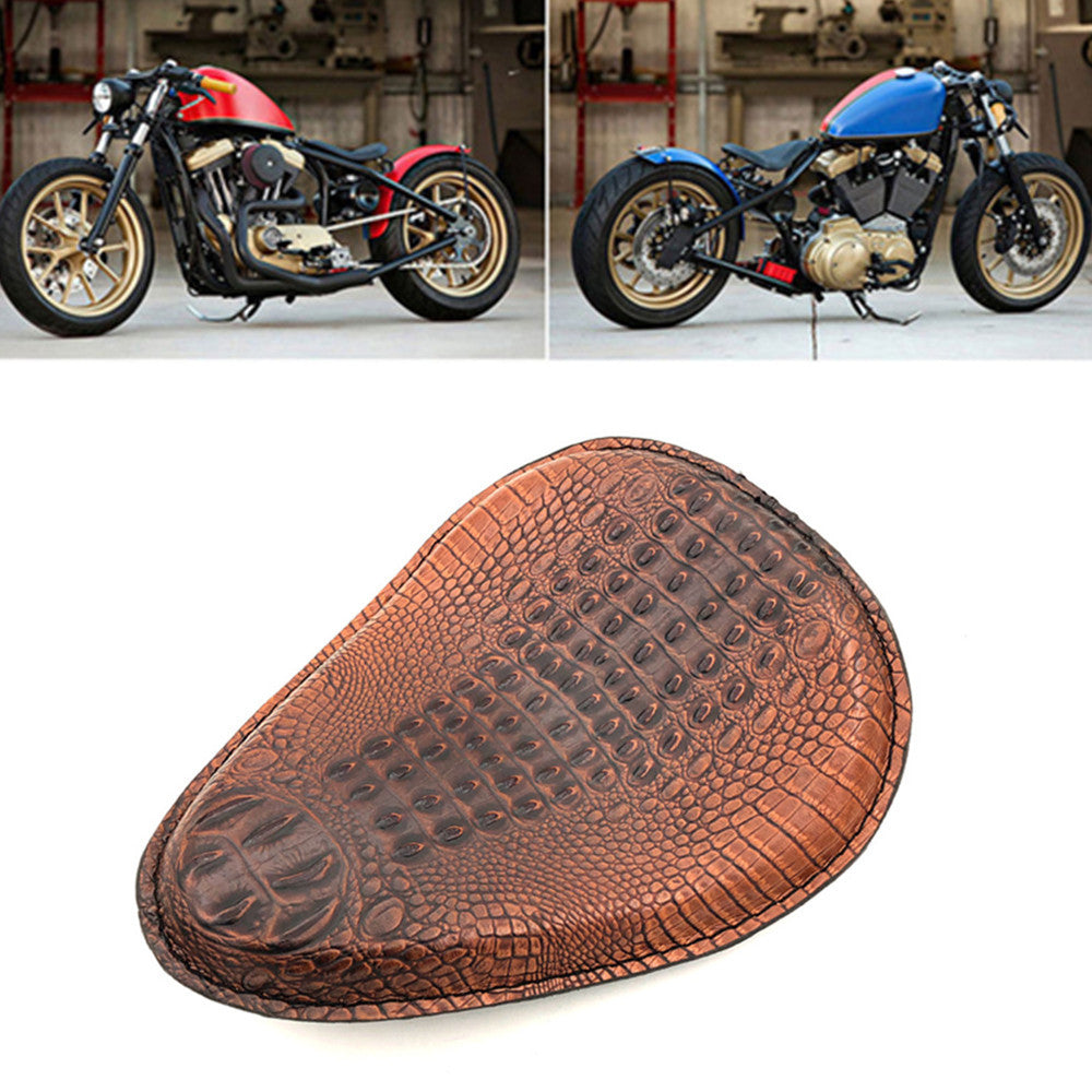 ya 5 8.7 Brown Crocodile PU Leather Solo Drive for Seat for Harley Chopper Bobber Custom