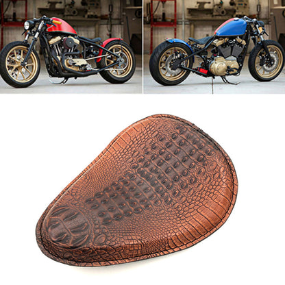 ya 5 8.7 Brown Crocodile PU Leather Solo Drive for Seat for Harley Chopper Bobber Custom