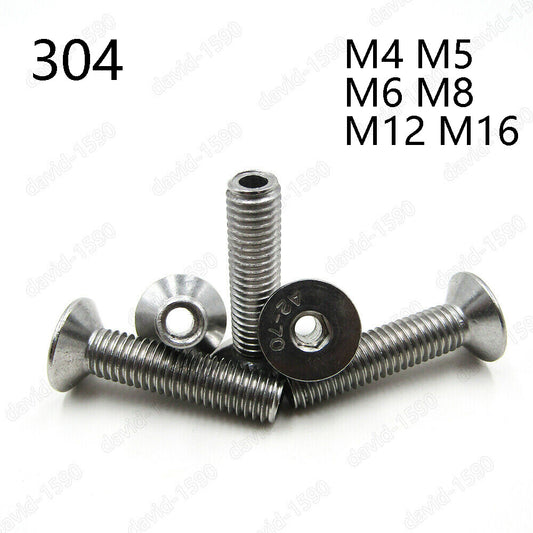 M4 M5 M6 M8 M10 Stainless Steel Hex Socket Countersunk Head Hollow Screws Bolt