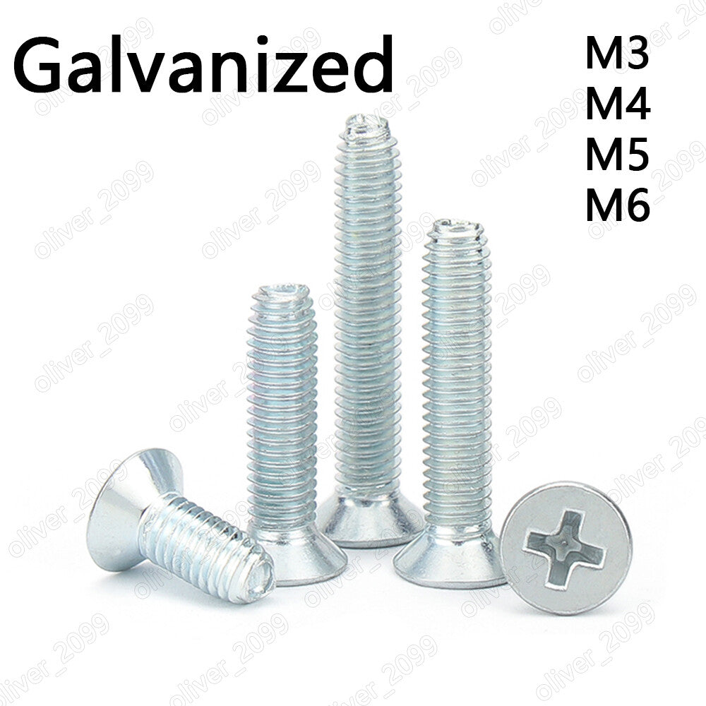 Galvanized Steel Phillips Cross Countersunk Head Thread Rolling Screws M3 M4 M5