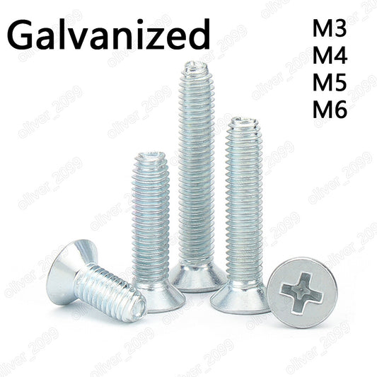 Galvanized Steel Phillips Cross Countersunk Head Thread Rolling Screws M3 M4 M5