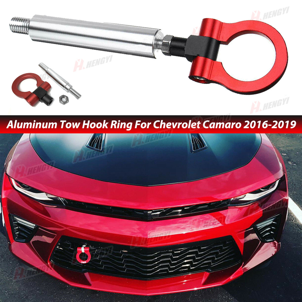 ya 2 6.26.2 Red Sport Racing Style Tow Hook for for Chevrolet Camaro SS ZL1 2016-2019 Aluminum