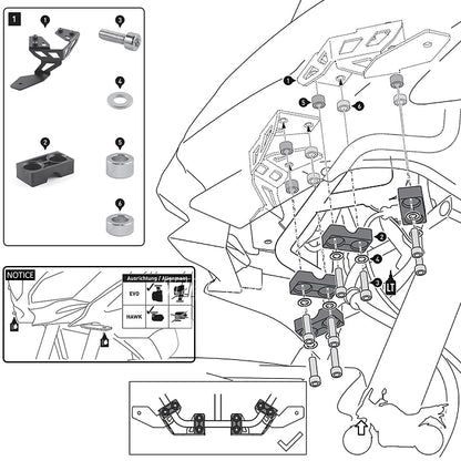 ya 5 8.7 for Kawasaki 650 Motorcycle Spotlight Bracket Fog Light Mounting Kits