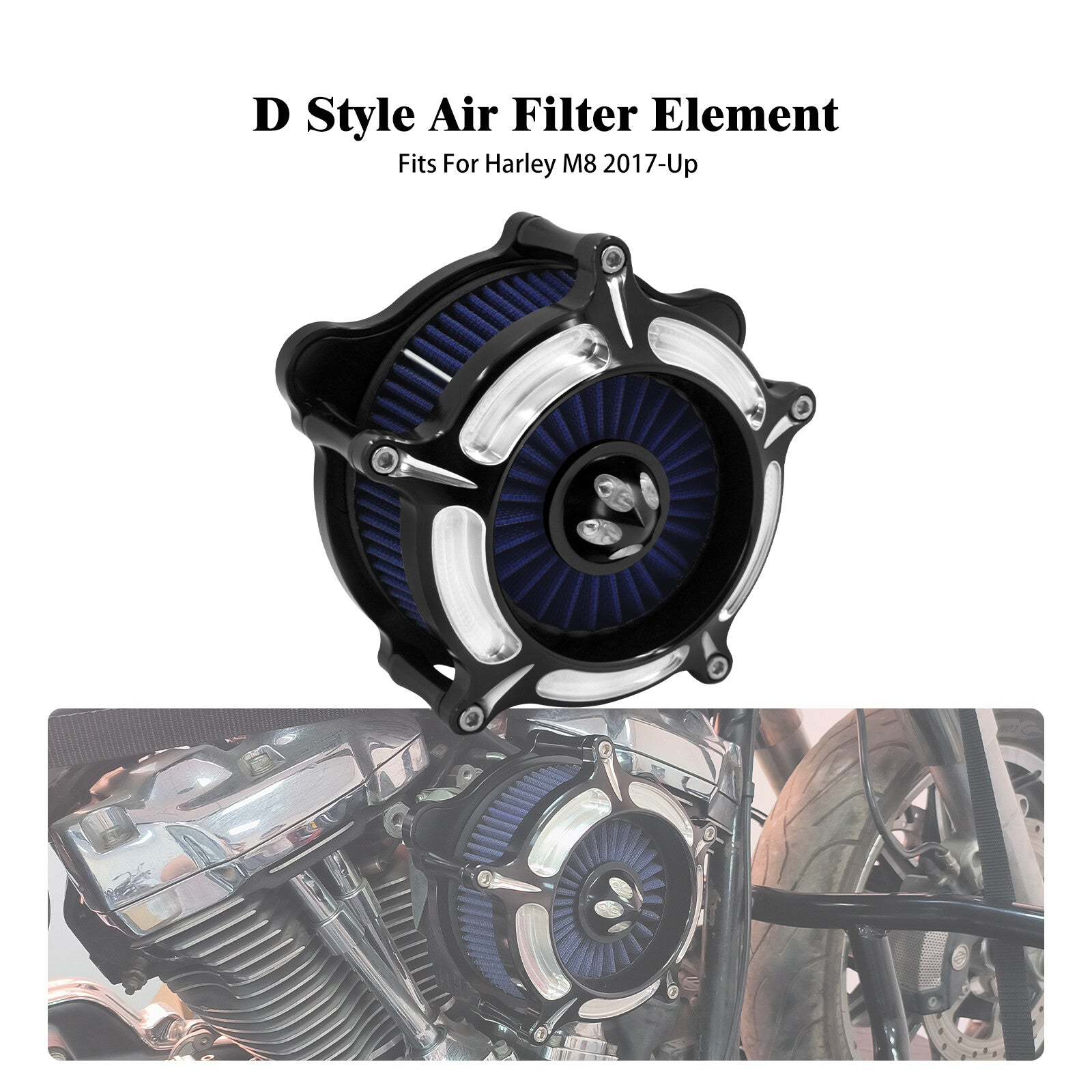 ya 8 5.26 Spike Air Cleaner Filter Blue Intake for Harley Touring Road Electra Glide 17-23