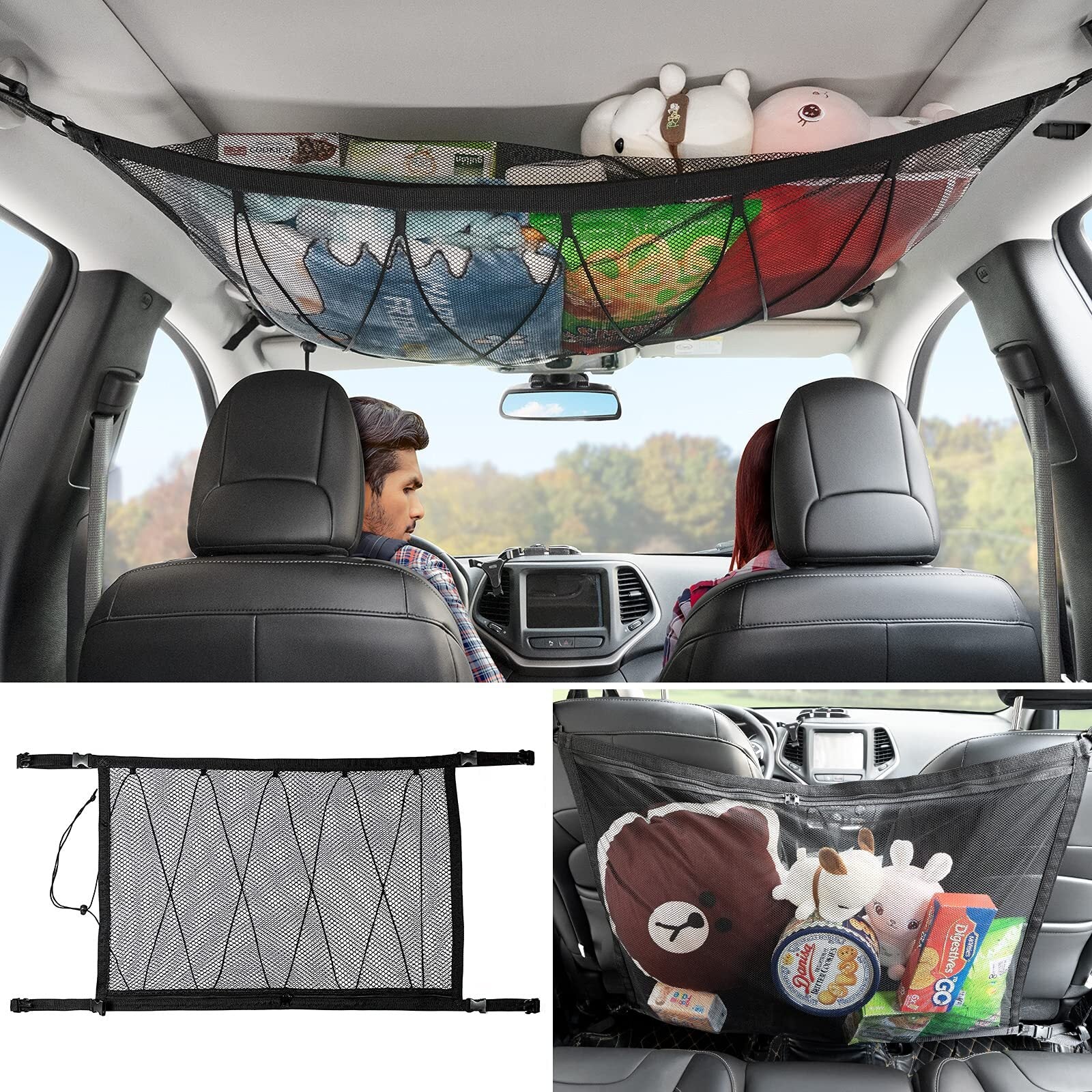 ya 5 6.16.2 for Nissan Car Double Layer Roof Top Ceiling Cargo Net Pocket Mesh Bag Accessory