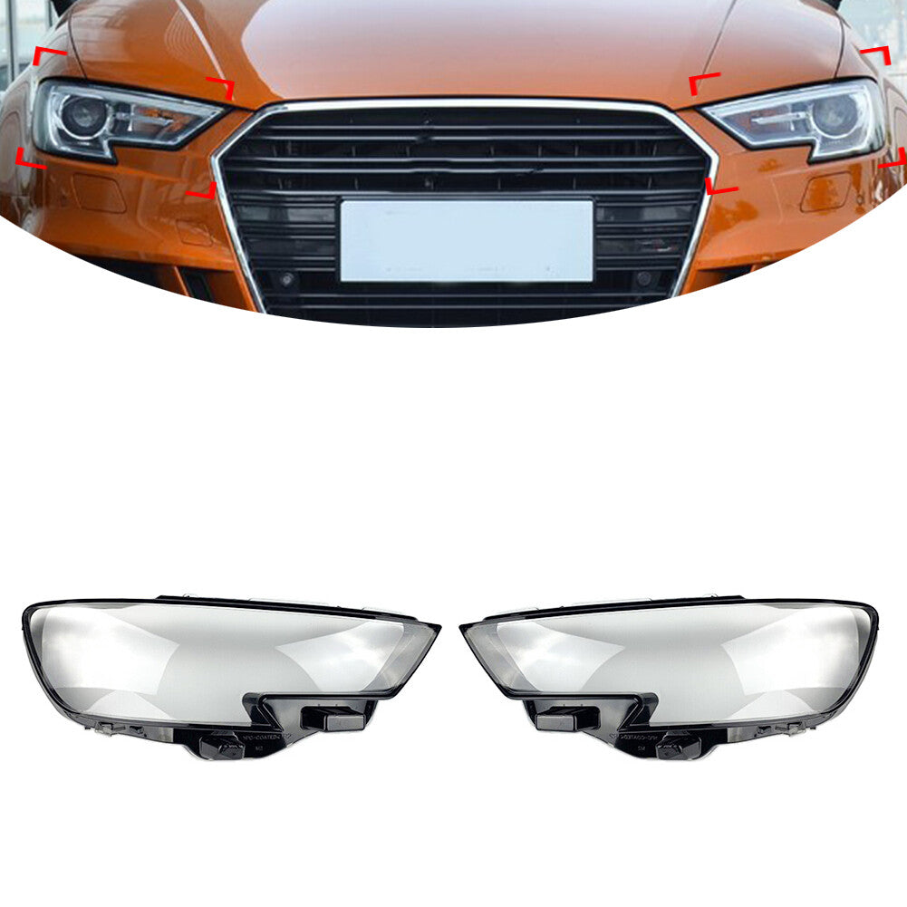 ya 2 6.29 Pair Auto Shell Clear Lampshade Headlight Lens Cover Fit for Audi A3 2017-2020