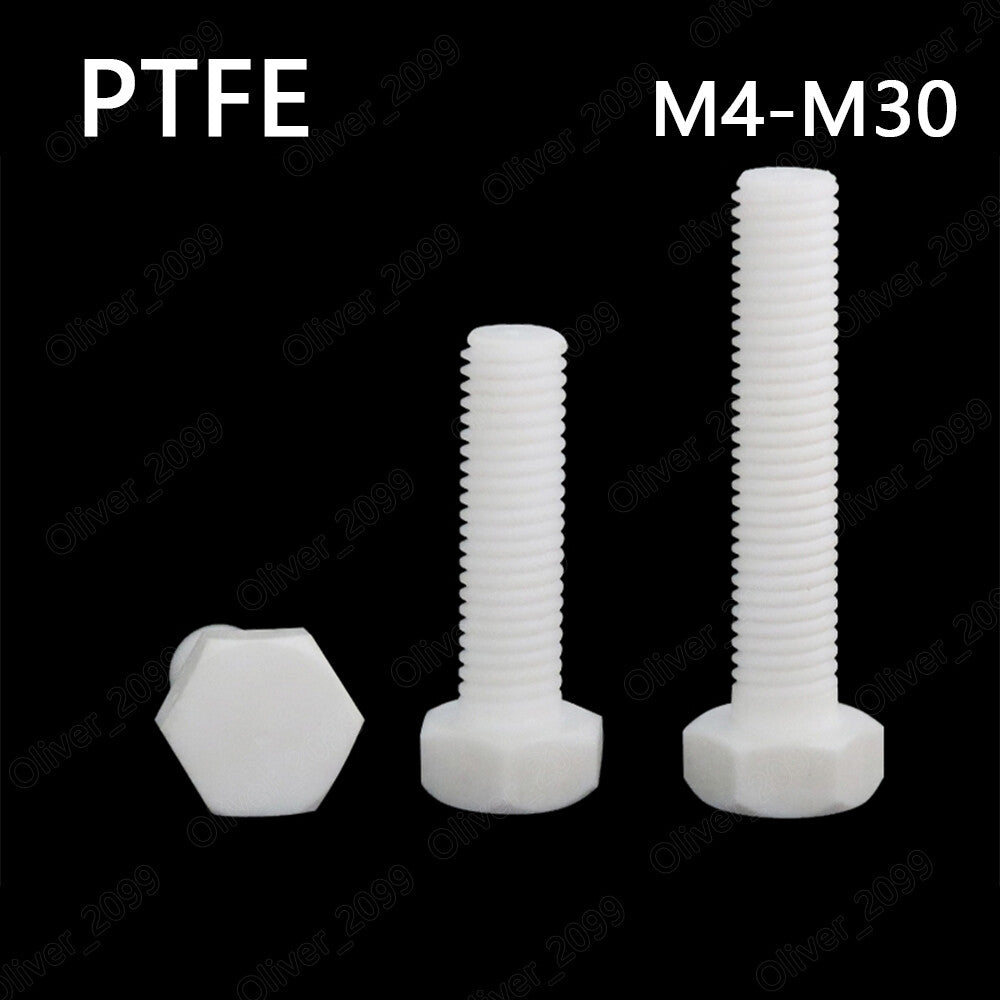 PTFE Plastic Hexagon Head Screws Cap Head Bolts M4 M5 M6 M8 M10 M12 M14 M16-M30