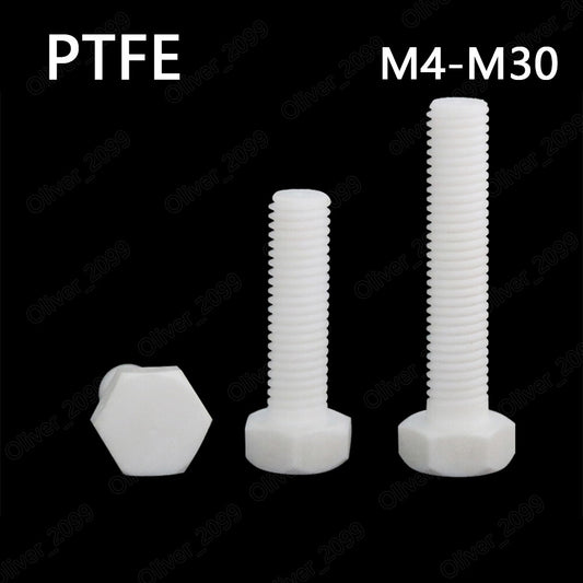 PTFE Plastic Hexagon Head Screws Cap Head Bolts M4 M5 M6 M8 M10 M12 M14 M16-M30