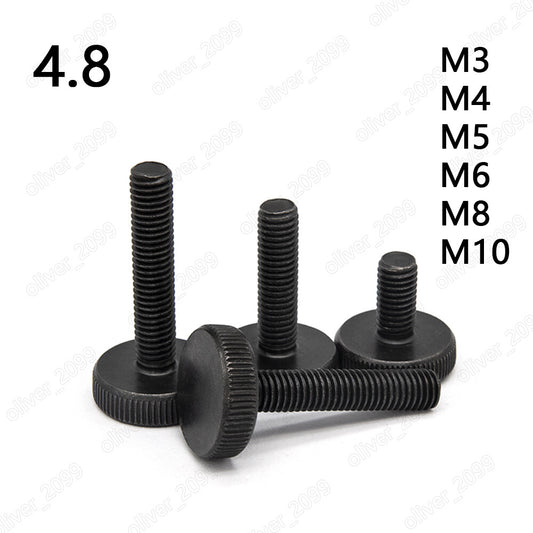 Black 4.8 Steel Knurled Screws M3 M4 M5 M6 M8 M10