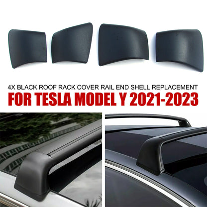 ya 5 8.7 Black Roof Rack Cover Rail End Shell Assembly 4 Pieces for Tesla Model Y 2021 - 2023