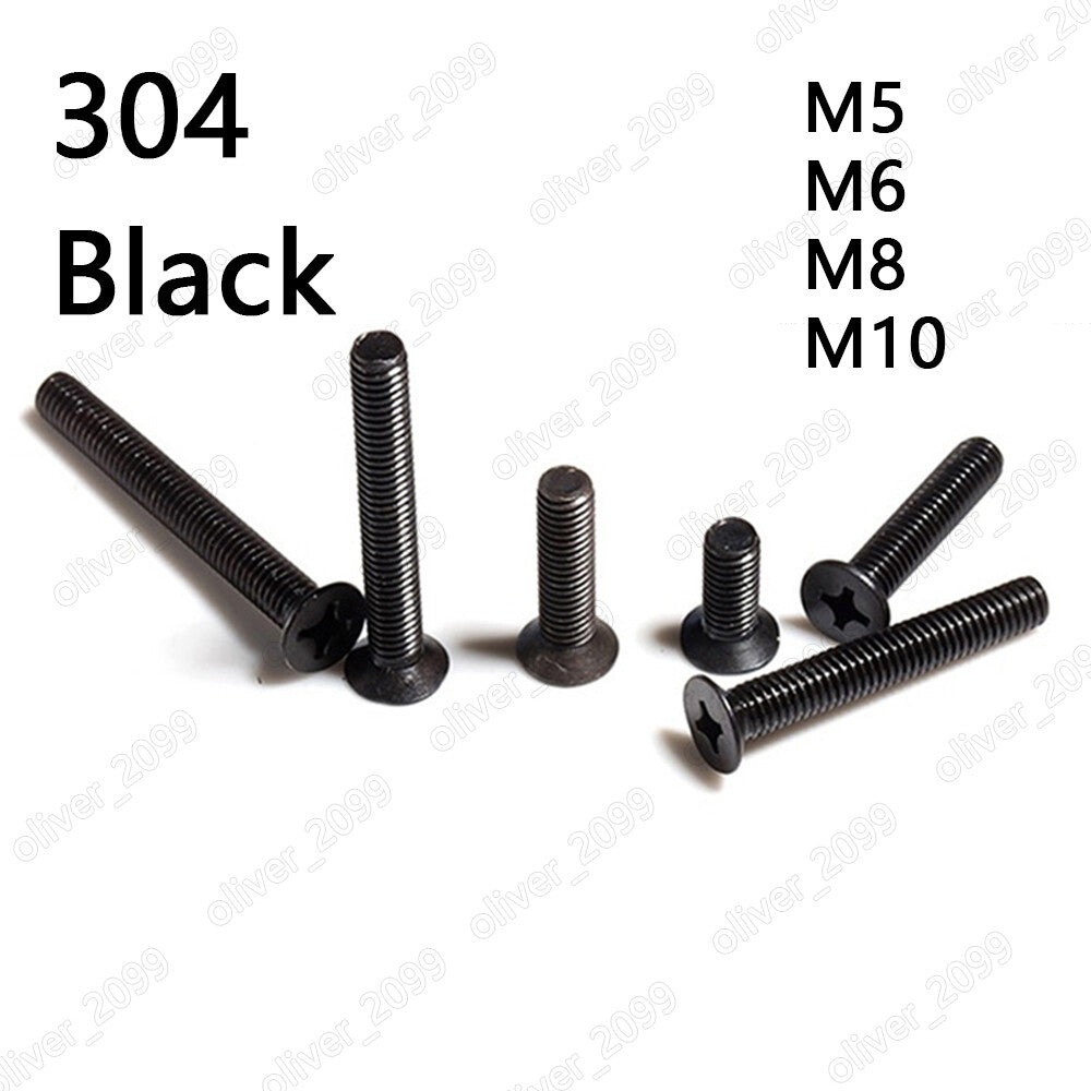 Black 304 Stainless Steel Phillips Countersunk Flat Head Screws M5 M6 M8 M10