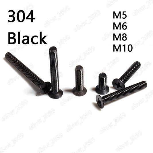 Black 304 Stainless Steel Phillips Countersunk Flat Head Screws M5 M6 M8 M10