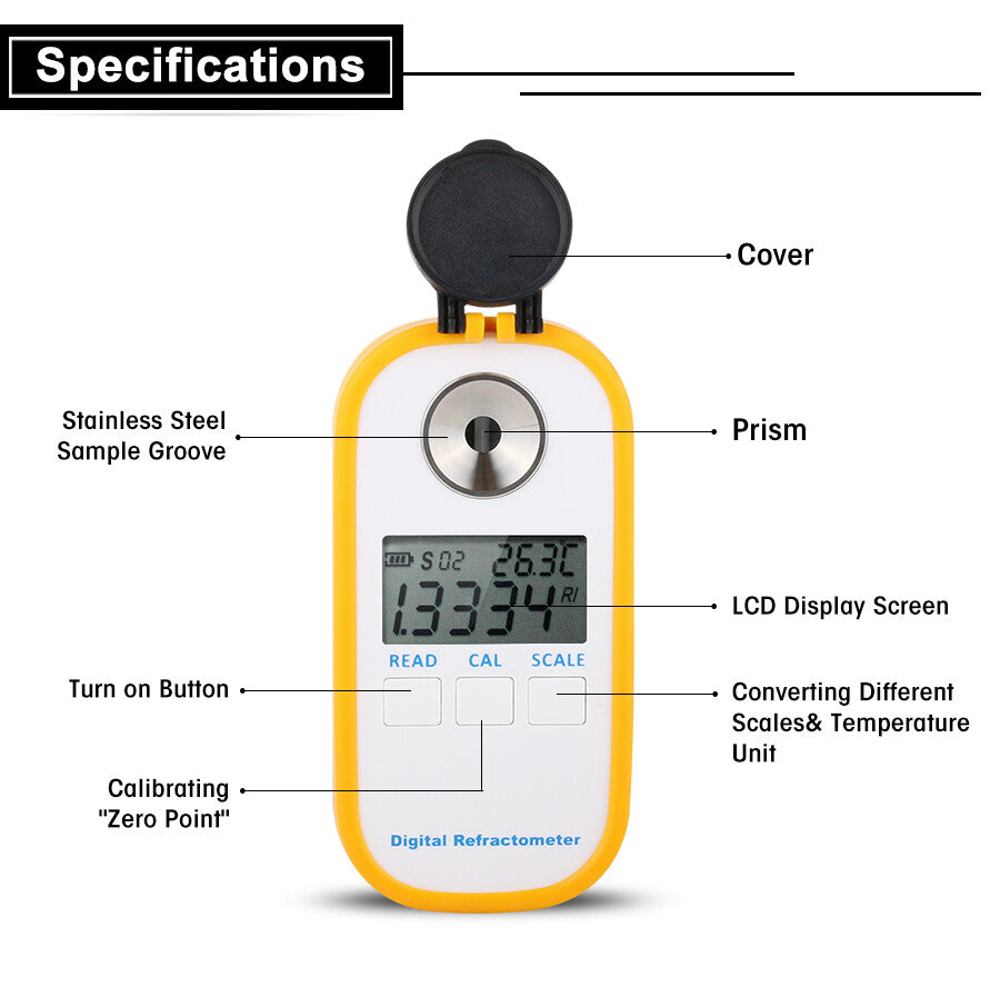 ya 26 Portable Digital Brix Reactometer 0~94% uit Juice Honey Sugar Tester Meter