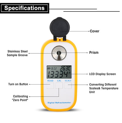 ya 26 Portable Digital Brix Reactometer 0~94% uit Juice Honey Sugar Tester Meter